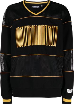 Mostly Heard Rarely Seen logo-embroidered hybrid sweatshirt - men - Cotton - S - Black