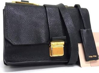 Miu Miu Black Leather Handbag Shoulder Bag Tote Bag (Pre-Owned)