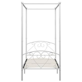 Berkfield Home Elegant Canopy Bed Frame White Metal 90x200 cm