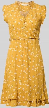 Apricot Minikleid aus Viskose mit Bindeg&uuml;rtel und Kapp&auml;rmeln in DUNKEL GELB, Gr&ouml;&szlig;e XXL