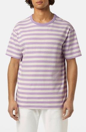 Scotch & Soda Relaxed Fit Waffle Stripe T-Shirt in Bright Lavender/Swan Stripe at Nordstrom Rack, Size Large