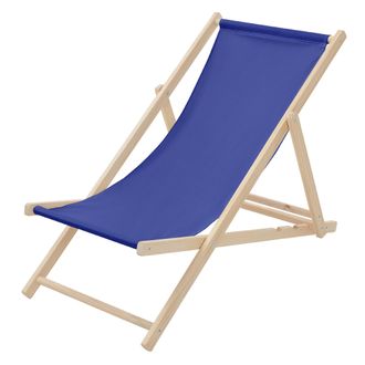 ECD Germany Ecd Germany - Silla De Playa Madera De Pino 3 Posiciones De Reclinaci&oacute;n Plegable Tumbona Tradicional Para Jard&iacute;n O Balc&oacute;n Azul Oscuro Impermeable Hast