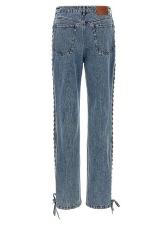 Rotate Laced Straight-Leg Jeans - Blue