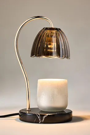 Anthropologie Scalloped Glass Candle Warmer Lamp