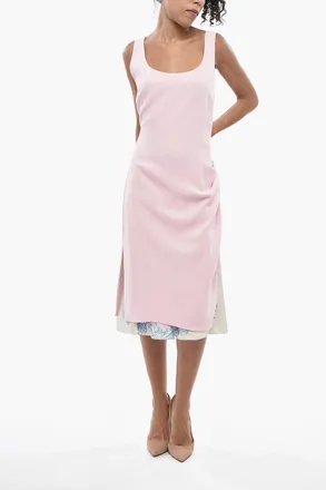 Versace Midi Dress with Side Slit and Inner Floral Slip Versace