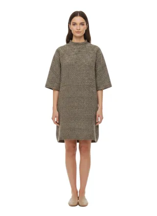 Fabiana Filippi Brown Textured Crew Neck Mini Dress