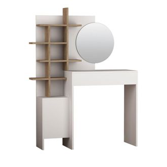 DRAWER Tocador con 1 caj&oacute;n y espejo l71,50 cm - madera blanca y clara