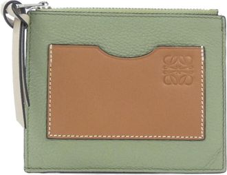 Loewe Green Leather Coin Purse/Coin Case (Pre-Owned)