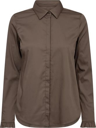 Mos Mosh Mattie Flip Shirt - Dames - Overhemden - Bruin - S - Katoen - Overhemden