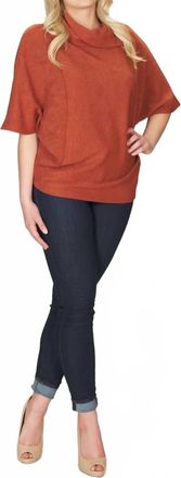 Papillon Drape Neck Poncho Sweater In Rust