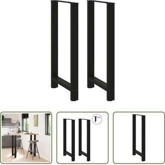 vidaXL Gambe in acciaio - Gambe per tavolo da bar nere 2 pz 60x(110-111) cm in acciaio