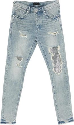 Purple Slim-fit Jeans - Heren - Slim Fit Jeans - Blauw - W30 - Pailletten - Jeans