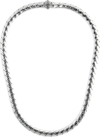 Emanuele Bicocchi Collana con catena a spina di pesce e dettaglio logo - Argento