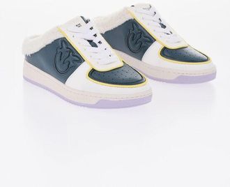 Pinko ACBC Leather Mule-Fit Sneakers With Shearling Lining size 39