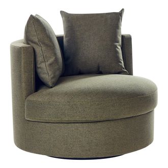 Beliani Beliani - Sill&oacute;n Moderno Glamour Respaldo Redondo Poli&eacute;ster Base Giratoria Hierro Con Dos Cojines Verde Dalby