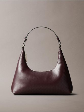 Calvin Klein Womens Allover Emblem Logo Shoulder Bag - Brown