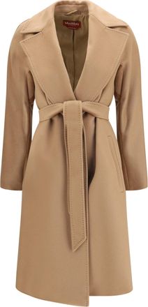 Max Mara Womens Coat Peak Lapel Camel Fleece Wool (ovis Aries)