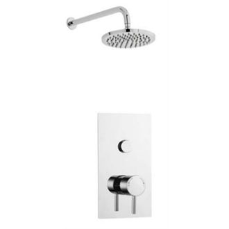 Clifton Chrome Round Push Button Concealed Shower with Fixed Overhead Drencher in Silver