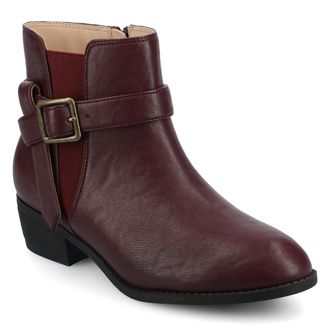 Journee Collection Womens Devina Medium and Wide Width Buckle Detail Ankle Booties