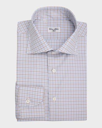 Cesare Attolini Mens Plaid Cotton Shirt