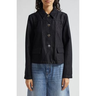 Emporio Armani Denim Jacket in Solid Black at Nordstrom, Size 4 Us