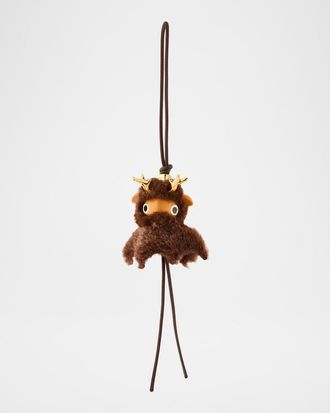 Loewe Fawnie Deer Bag Charm in Acetate & Shearling