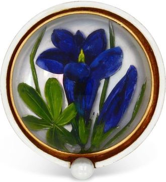 Pragnell 18kt yellow gold Belle Époque multi-stone brooch - women - Enamel/Pearl/Crystal/18kt Yellow Gold - One Size - White