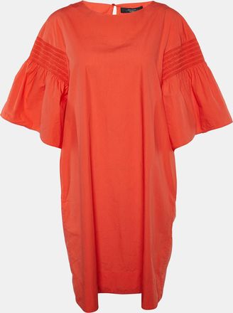 Max Mara Orange Cotton Shirred Sleeve Mini Dress