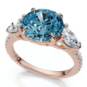 Pompeii3 3 1/2Ct Fancy Blue Lab Grown Accent Diamond Engagement Ring 14k Gold