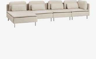 Sklum Sof&aacute; Modular Chaise Longue Izquierdo De 4 Piezas Con M&oacute;dulo Esquinero Oriol Sklum