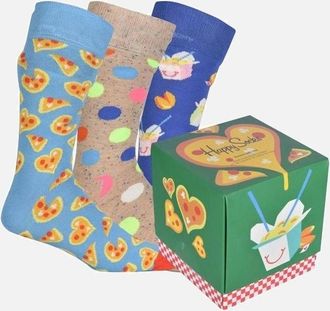 Happy Socks Mens 3-Pack Pizza Love Socks Gift Box - Size: 7/7.5/8/8.5/5/5.5/6.5/6