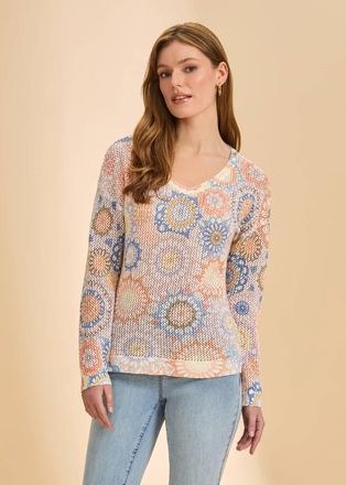 FDJ Printed V-Neck Sweater In Dream Catcher