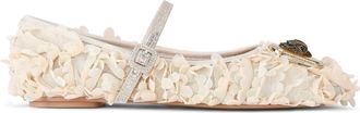 Kurt Geiger Womens Pimlico Ballerina Ballet Flats - Beige Fabric - Size UK 8
