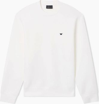 Emporio Armani Mens Double-Jersey Branded Sweatshirt White - Size: 42