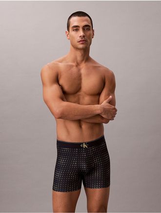 Calvin Klein Mens Graphic Monogram Microfiber Stretch Boxer Brief - Navy - XL