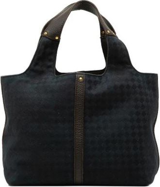 Bottega Veneta Pre-owned Geweven Canvas Tote - Dames - Vintage Shopper - Zwart - ONE Size - Leer - Vintage