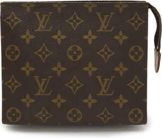 Louis Vuitton Black Brown Monogram White Monogram Clutch Bag Pouch (Pre-Owned)