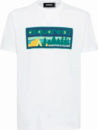 Dsquared2 Mens Dsquared2 Adventure Print Cool Fit T-Shirt White - Size: 40