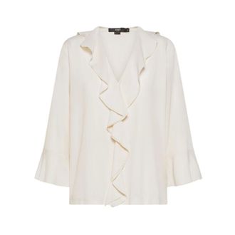 Seventy Blusa in Tessuto Misto Seta e Jersey - female - Seventy - Blouses - Beige - XS - Blouses & Shirts