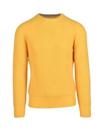 KANGRA Ribbed Knit Crew Neck Sweater With Contemporary Color Block