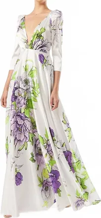 Carla Ruiz Womens Nylon Satin Event Dress In White, Purple, & Pink