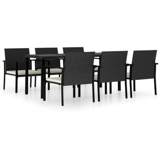 vidaXL 7 Pcs Garden Dining Set Vime Pe Preto