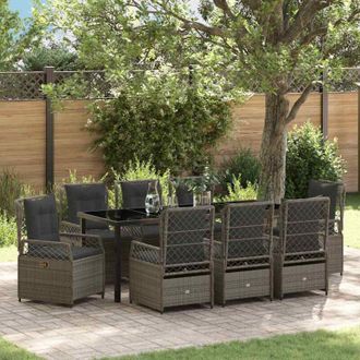 vidaXL Conjunto De Comedor De Jard&iacute;n 9 Pcs Gris Rat&aacute;n Sint&eacute;tico Vidaxl