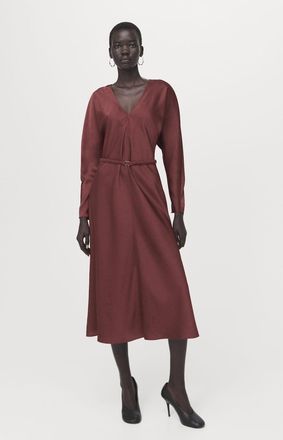 Mango Abito dettaglio cintura granato - Donna - S - MANGO