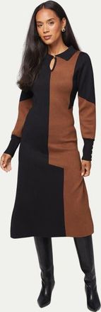 Wallis Colour Block Collared Knitted Dress in Black at Nordstrom, Size Medium