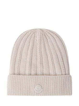Moncler Off White Textured Beanie Cap