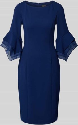 Adrianna Papell Knielanges Cocktailkleid mit Rundhalsausschnitt in Marine, Größe 34