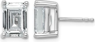 Diamond2Deal 14k Gold 4 ct Emerald Lab Grown Diamond Stud Earrings VS Clarity, G-H Color