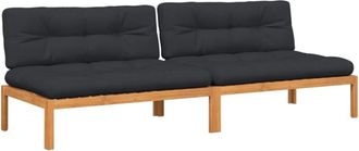 vidaXL Sof&aacute;s Centrales De Palets Jard&iacute;n Y Cojines 2 Uds Madera Acacia Vidaxl