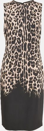 Roberto Cavalli Black Leopard Print Crepe Sleeveless Midi Dress